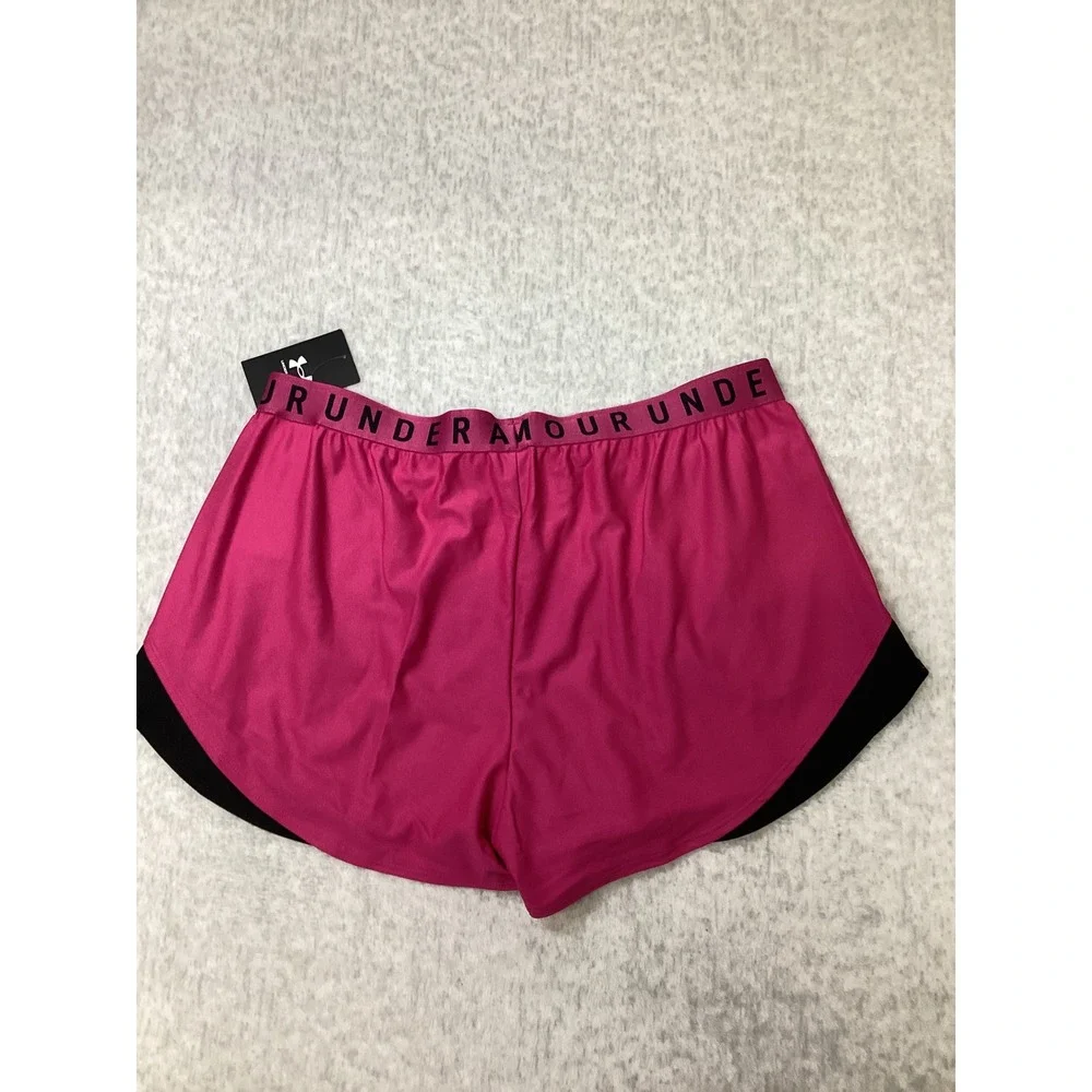 Under Armour Womens Play Up Shorts 3.0 Pink Black 1344552-686 Plus Size 2XL NEW